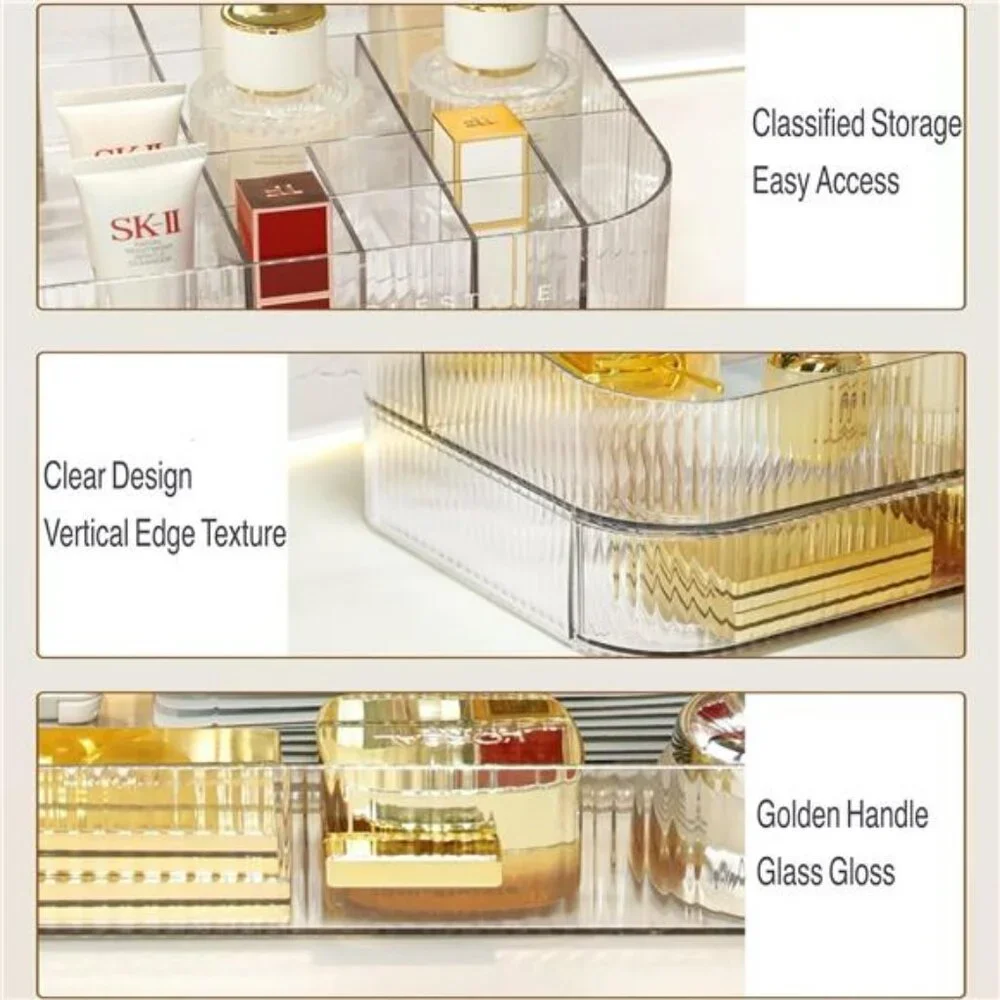 Clear makeup organizer stackable drawer storage for cosmetics skincare vanity
